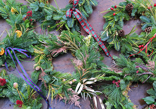 Christmas wreath making in Norwich, Norfolk