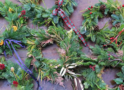 Christmas wreath making in Norwich, Norfolk