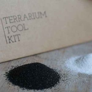 black and white sand in terrarium tool kit