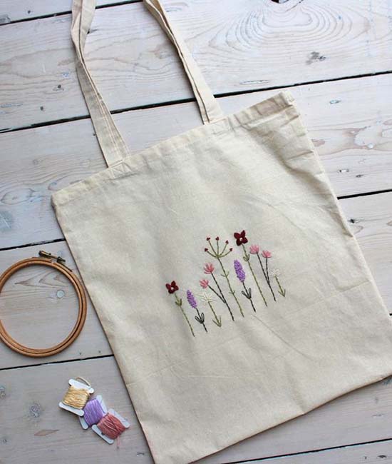 100% Cotton Tote Bag with Floral and Botanical Design